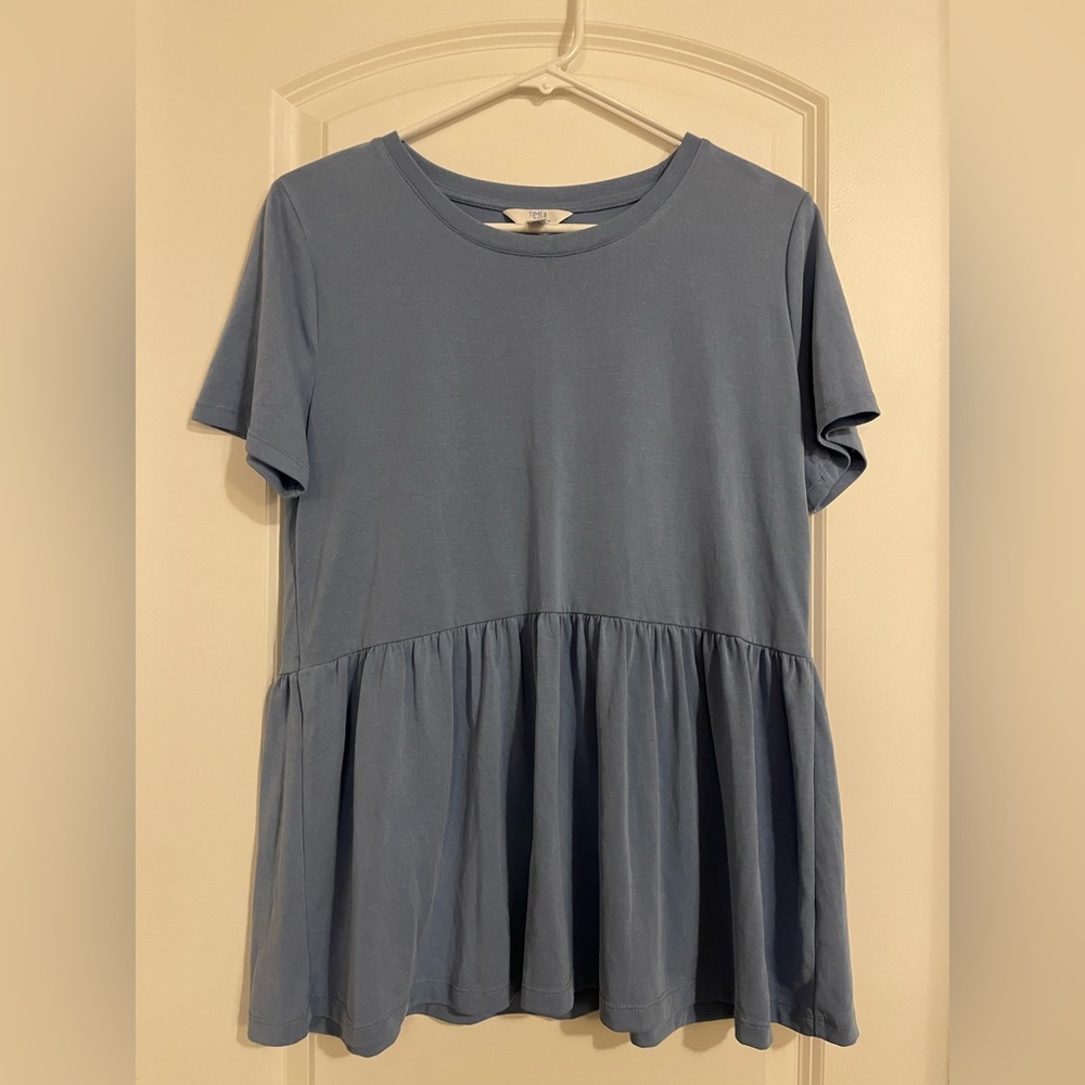 Blue short sleeve peplum